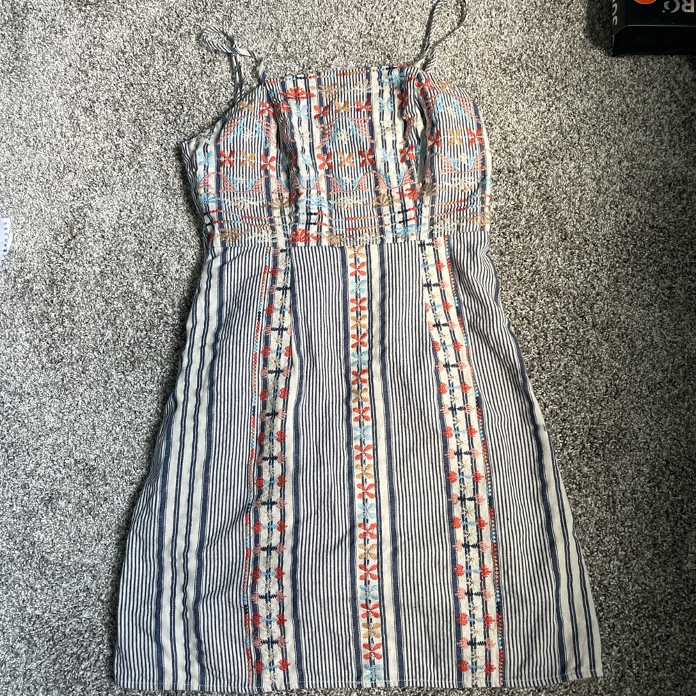 Altar'd State Blue and Orange Striped Mini Dress